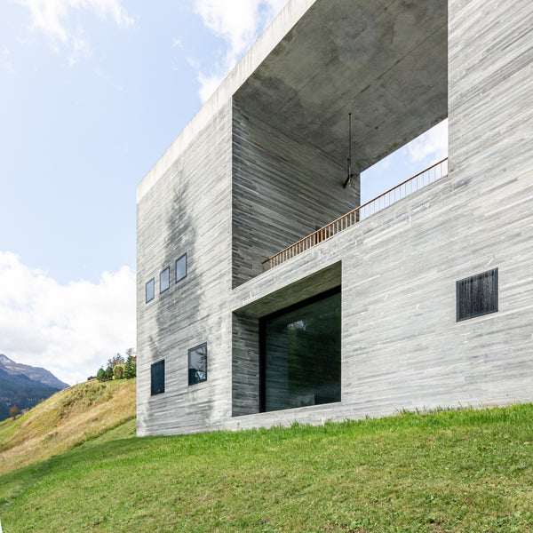 The exterior linear facade of the Therme Vals by Peter Zumthor