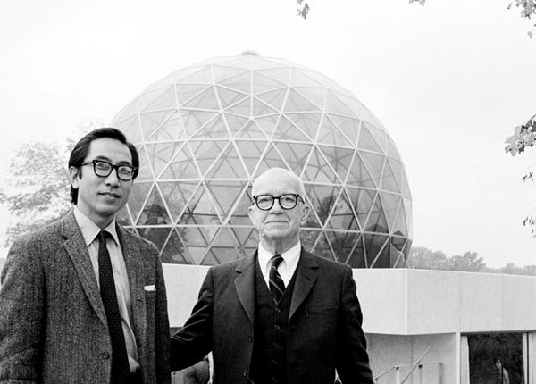 Shoji Sadao and Buckminster Fuller in front of the Expo '67 dome
