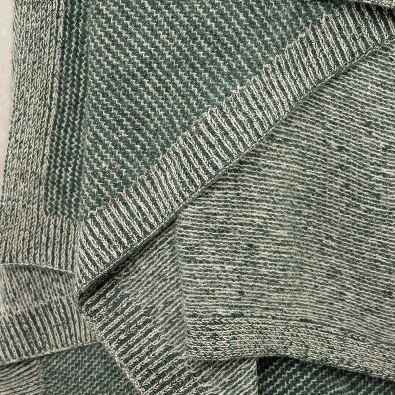 Hangai Mountain Textiles | Malachite & Platinum Yak Beehive Knit Throw