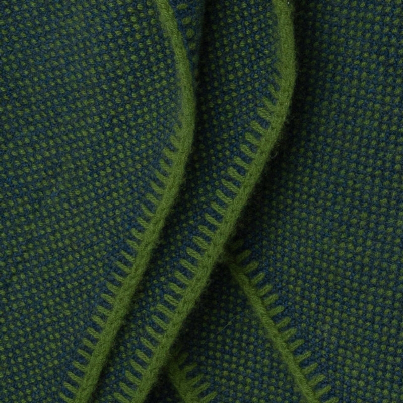 Hangai Mountain Textiles | Fern Green & Dark Navy Bird's Eye Knit Cashmere Throw