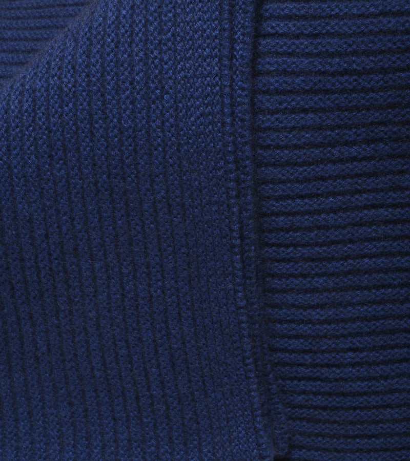 Hangai Mountain Textiles | Cobalt Blue Ribbed Knit Cashmere Throw