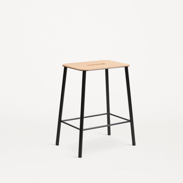 Shop Zung Frama | Adam Stool | Black | Natural Leather