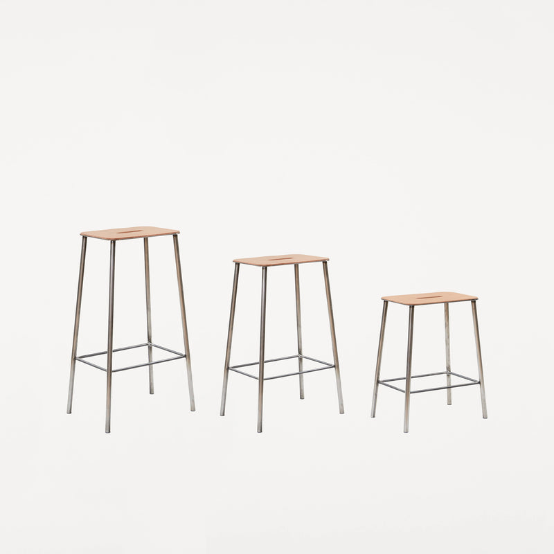 Frama | Adam Stool | Natural Leather | Raw Steel