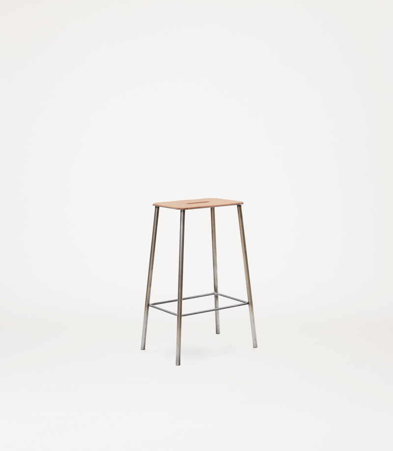 Frama | Adam Stool | Natural Leather | Raw Steel
