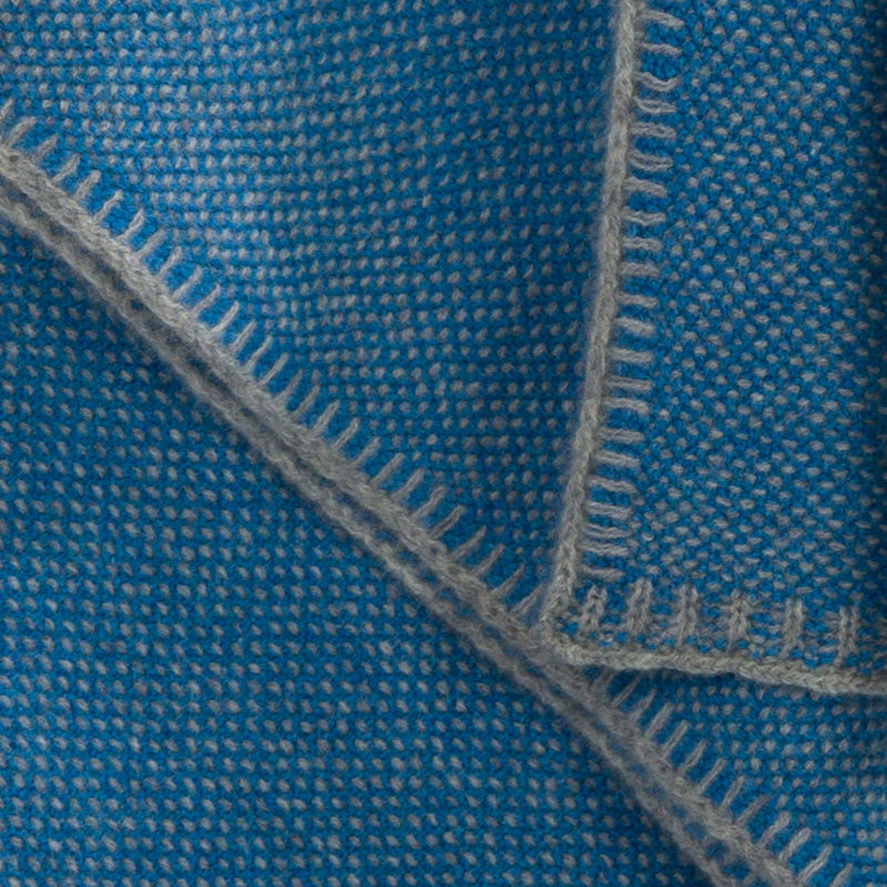 Hangai Mountain Textiles | Azure & Organic Gray Bird's Eye Knit Cashmere Throw