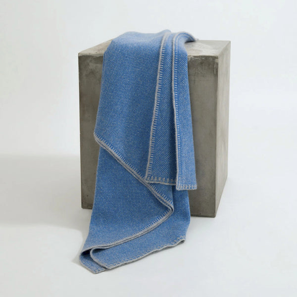Shop Zung Hangai Mountain Textiles | Azure & Organic Gray Bird's Eye Knit Cashmere Throw