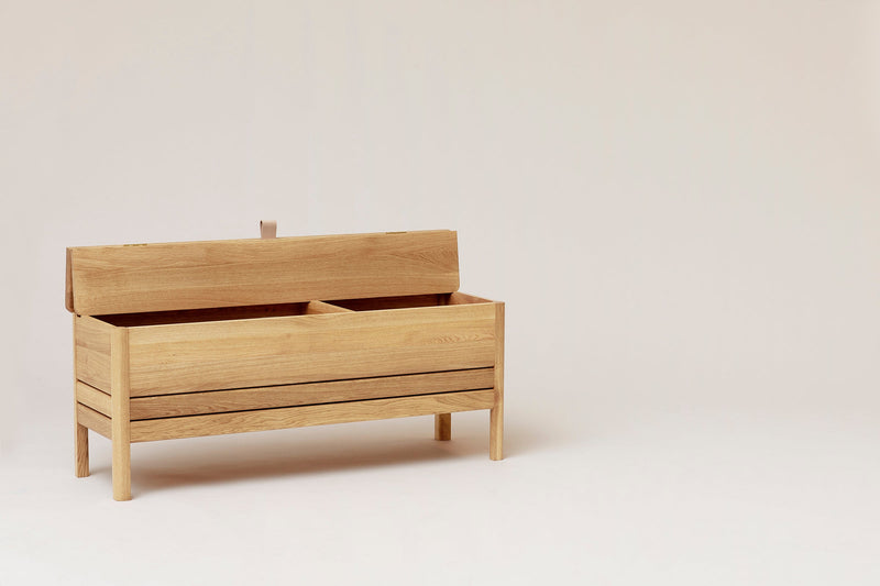 Form & Refine A Line Storage Bench 111, White Oak