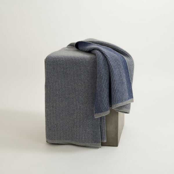 Shop Zung Hangai Mountain Textiles | Organic Gray & Denim Waffle Knit Throw