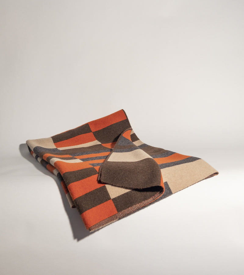 Hangai Mountain Textiles | Bauhaus Rust, Brown, Tan & Grey Camel Down Throw