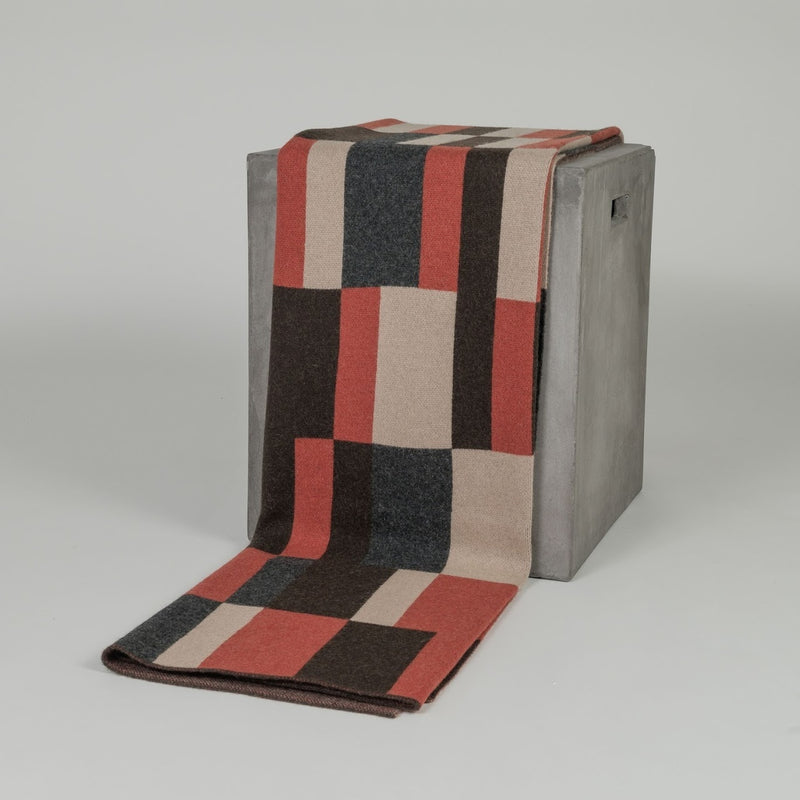 Hangai Mountain Textiles | Bauhaus Rust, Brown, Tan & Grey Camel Down Throw