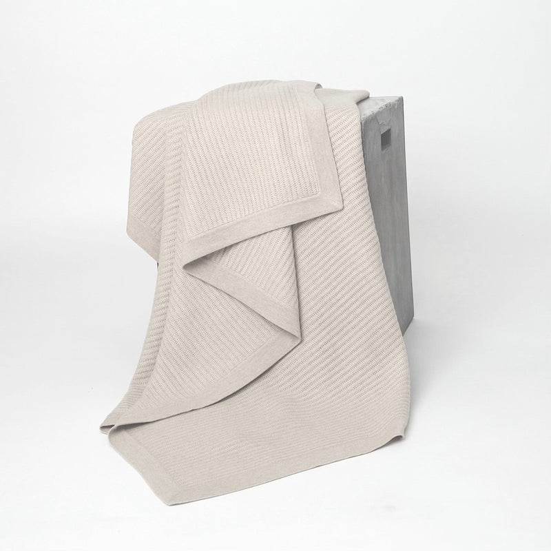 Hangai Mountain Textiles | Cream Fisherman's Knit Cashmere Throw