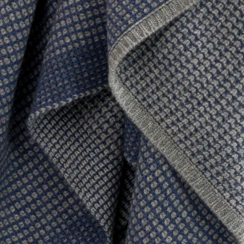 Hangai Mountain Textiles | Organic Gray & Denim Waffle Knit Throw