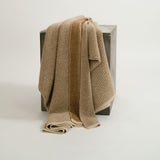 Hangai Mountain Textiles | Linen & Cognac Waffle Knit Throw